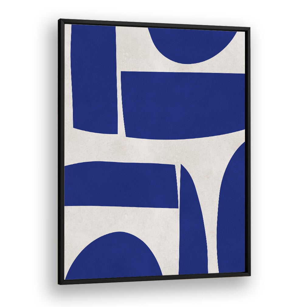 Stylish CURVED SHAPES, GEOMETRIC ART PRINTS featuring bold blue and white design, perfect for modern decor.