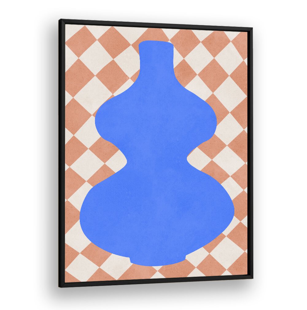 Vibrant blue vase design on patterned background, perfect for enhancing decor with TRIBAL SHAPES VI, GEOMETRIC ART PRINTS.