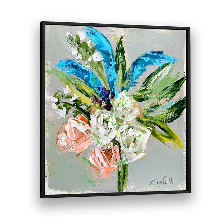 Vibrant FLORAL BOUQUET IN BLUE captures blooming beauty, perfect for floral flower paintings lovers. Elevate your decor!