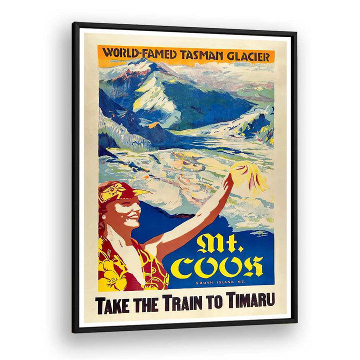 MT COOS, VINTAGE TRAVEL POSTERS showcase stunning artistry of the Tasman Glacier, perfect for home decor enthusiasts.