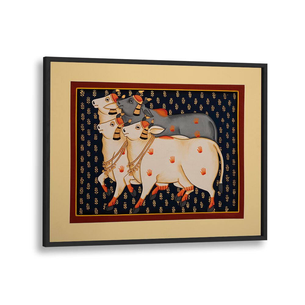 Vibrant TRADITIONAL COW , INDIAN ART PAINTINGS showcasing intricate details and rich heritage for your home decor.