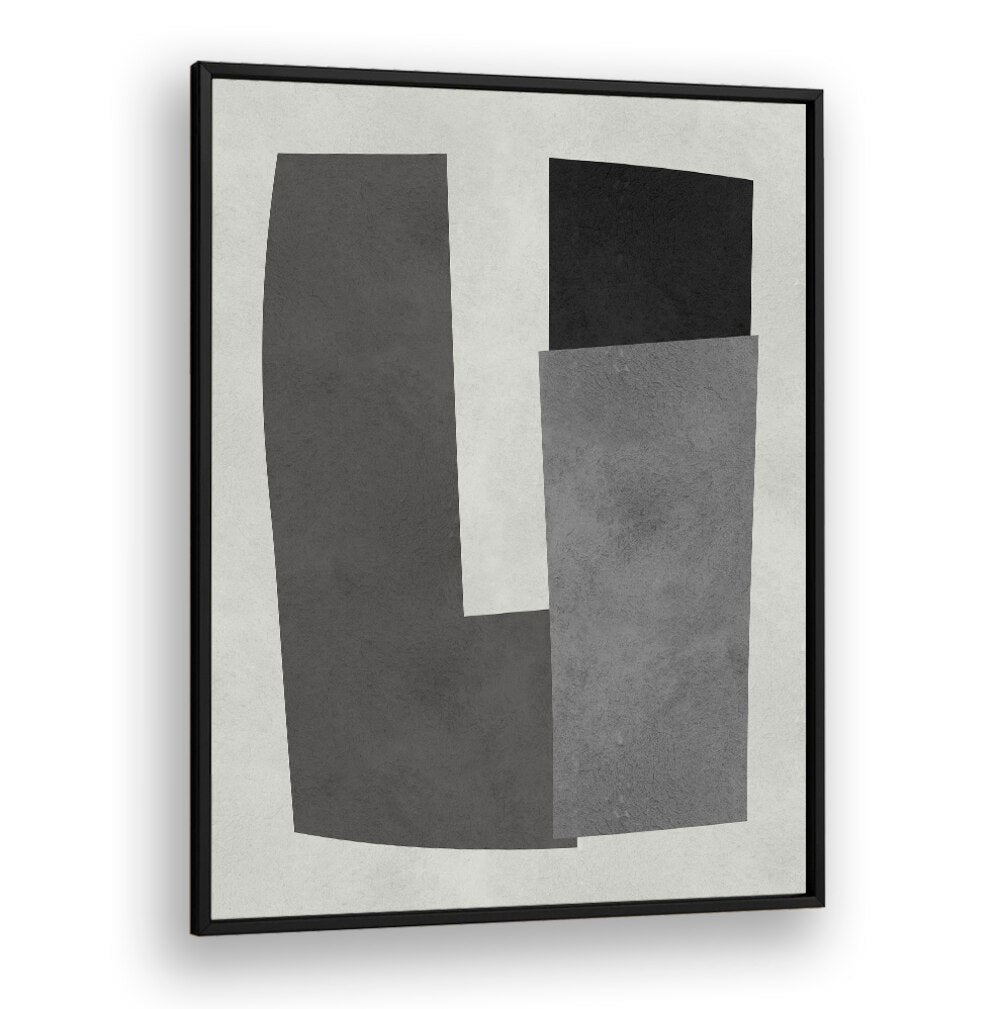 Stylish MODERN SHAPES X, GEOMETRIC ART PRINTS in a contemporary black and gray design, perfect for modern decor.