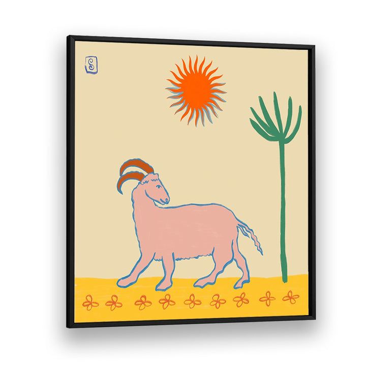 ARIES III, ZODIAC poster featuring a whimsical goat design, perfect for adding charm to your space.