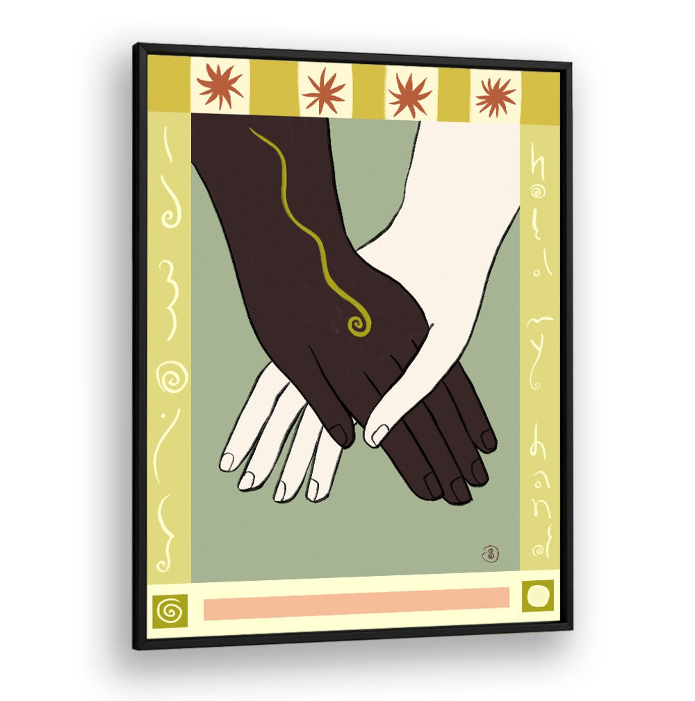 Colorful art print "HOLDING HANDS II, VIBRANT" showcasing unity and connection, perfect for any living space.