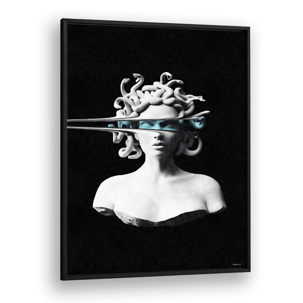 Stunning PORTRAIT OF MEDUSA, ALTERED ART PRINTS by UNDERDOTT, blending classic artistry with modern flair.