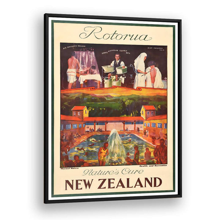 Explore the charm of Rotorua with NEW ZEALAND, VINTAGE TRAVEL POSTERS showcasing stunning landscapes and culture.