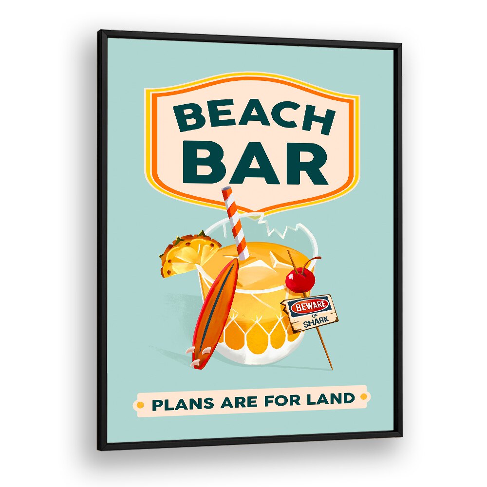 Vibrant BEACH BAR COCKTAIL, BAR art print featuring a tropical drink, perfect for summer vibes in any space.