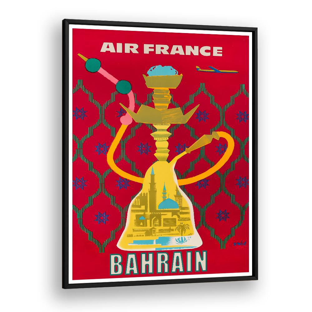 Discover the charm of AIR FRANCE, VINTAGE TRAVEL POSTERS showcasing Bahrain's iconic culture and aviation elegance.