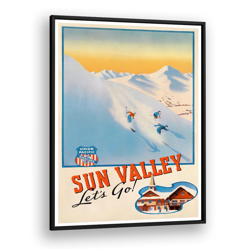 Explore SUN VALLEY, VINTAGE TRAVEL POSTERS showcasing stunning winter landscapes and nostalgic charm. Perfect for decor!