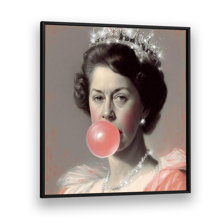 Glitter Queen, altered art prints by Dikhotomy, featuring a regal figure with bubblegum for a playful touch.