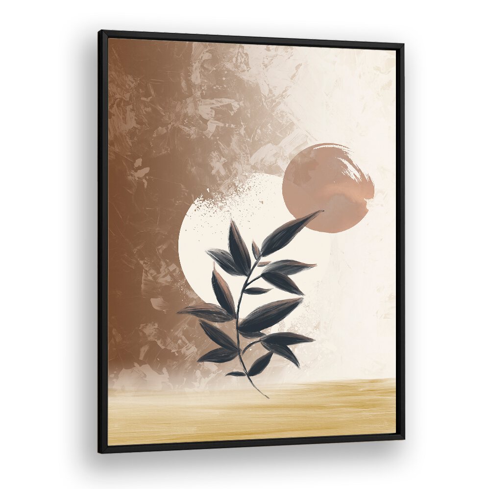 Elegant AKINTOLA, BOHO ART PAINTINGS with abstract shapes and leaves, perfect for enhancing your home decor.