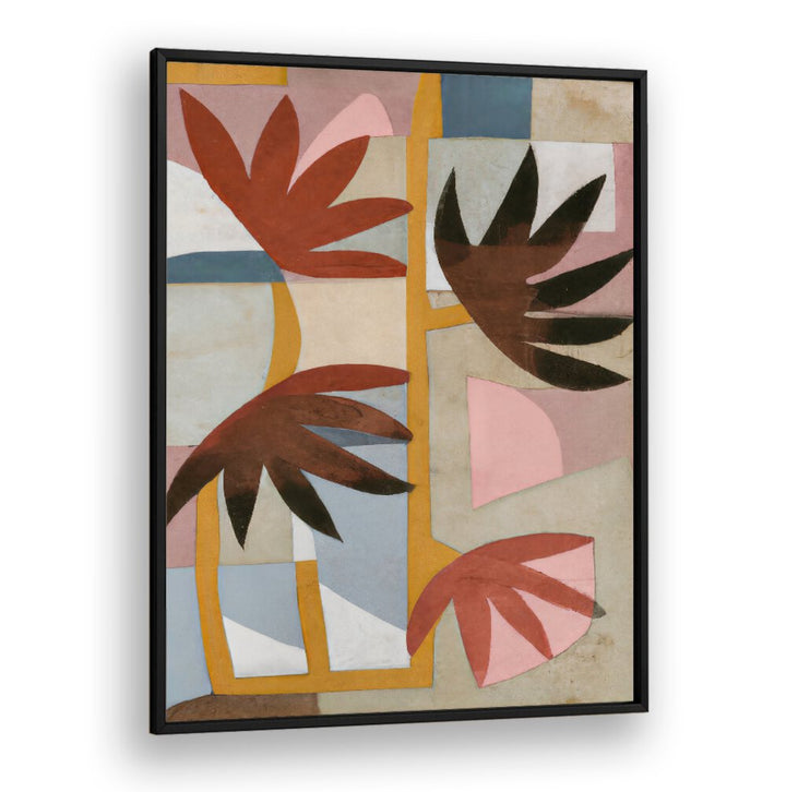 FLOWER SAFARI floral flower paintings featuring abstract leaves and warm tones to brighten any space with Blackplain.