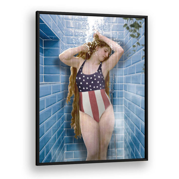 Transform your bathroom with BEAUTY IN SHOWER, ALTERED ART PRINTS by Dikhotomy, blending charm and functionality beautifully.