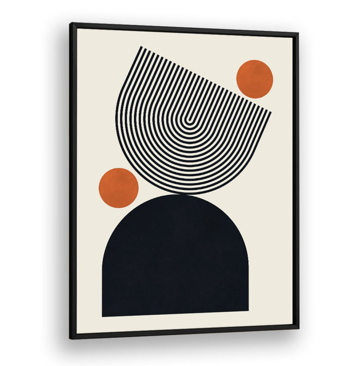 Stylish CIRCLES AND LINES V, BOHO ART PAINTINGS in elegant black and orange design, perfect for modern decor.