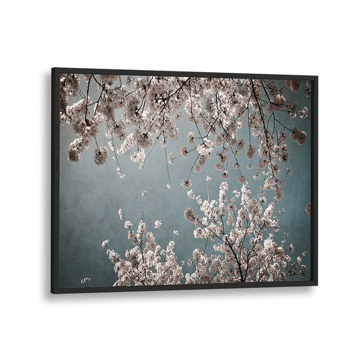 Delicate blossoms framed against a serene backdrop in MOODY SPRING, FLORAL FLOWER PAINTINGS. Perfect for spring decor.