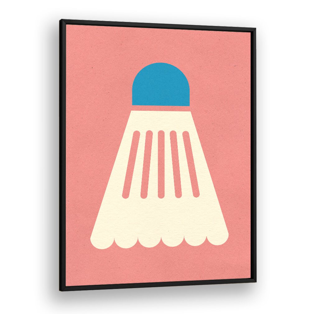 Stylish BADMINTIN WHITE BLUE sports poster featuring a badminton shuttlecock, perfect for sports enthusiasts.