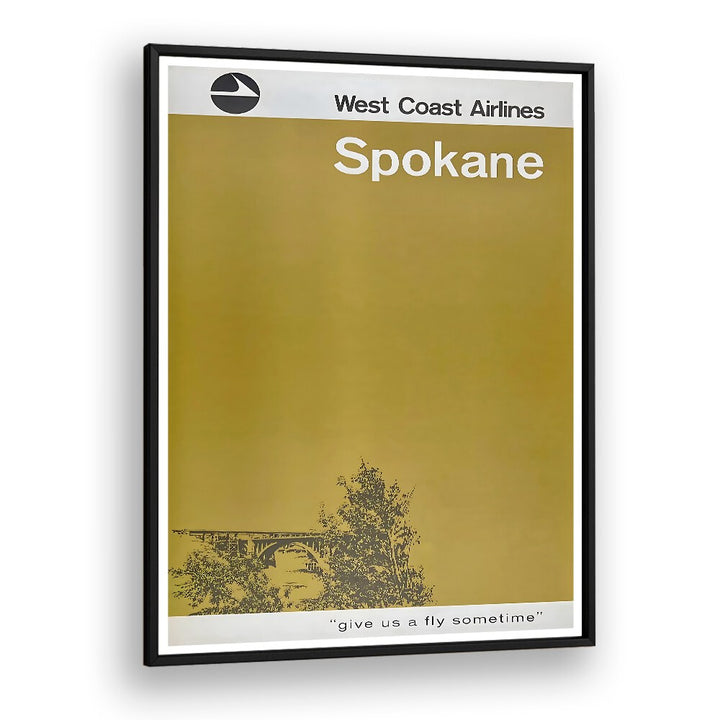 West Coast Airlines vintage travel poster featuring Spokane, capturing the essence of nostalgic aviation adventures.