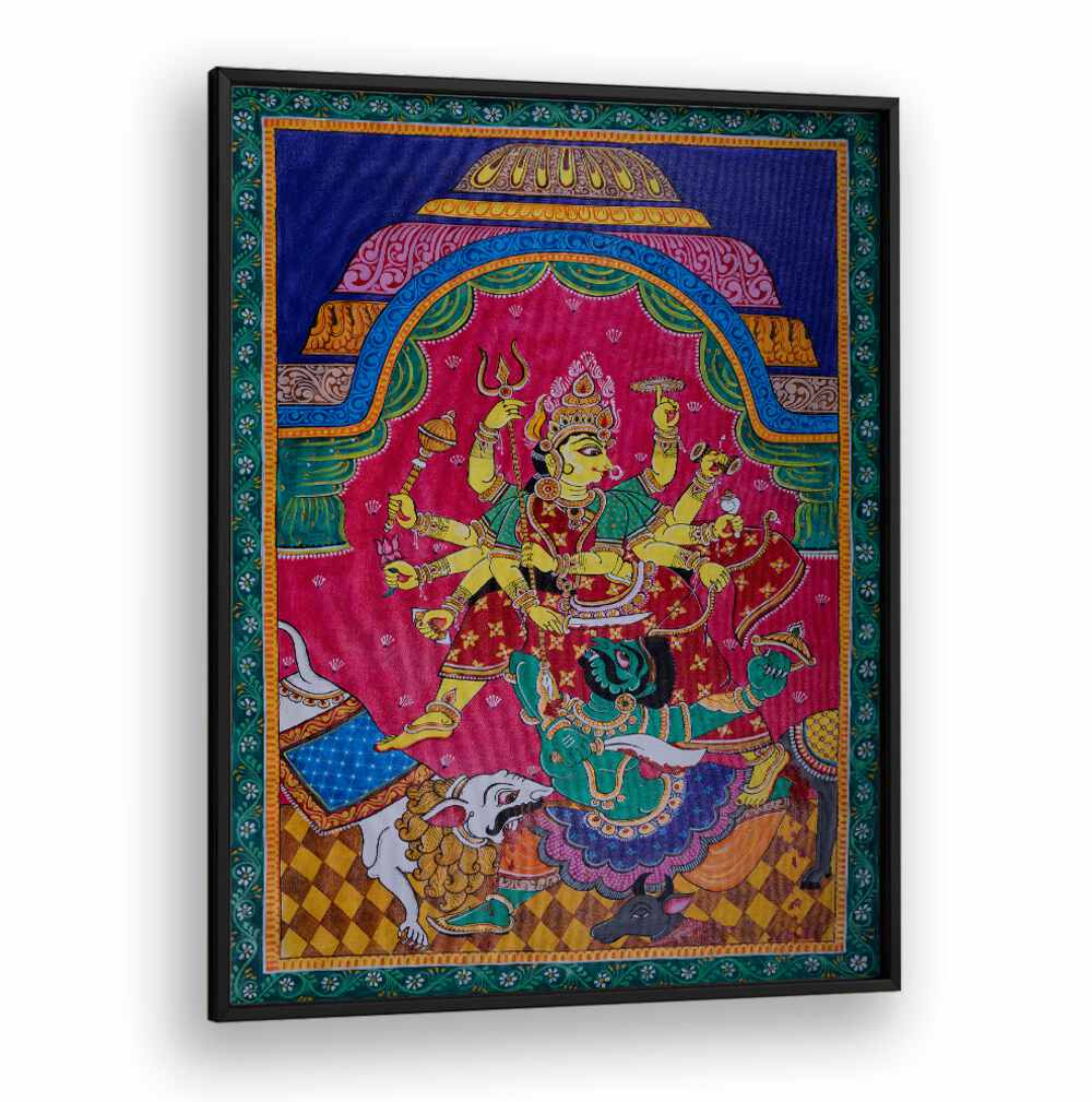 GODDESS DURGA, INDIAN ART PAINTINGS showcase vibrant colors and grace, capturing the essence of strength and protection.