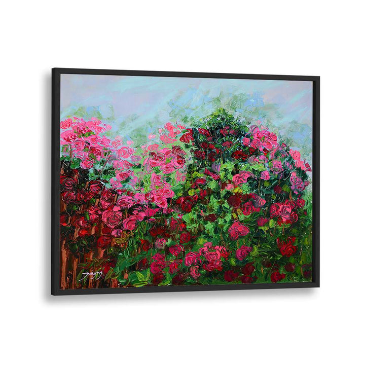 Vibrant GARDEN OF PINK, FLORAL FLOWER PAINTINGS featuring lush roses, perfect for enhancing any space.