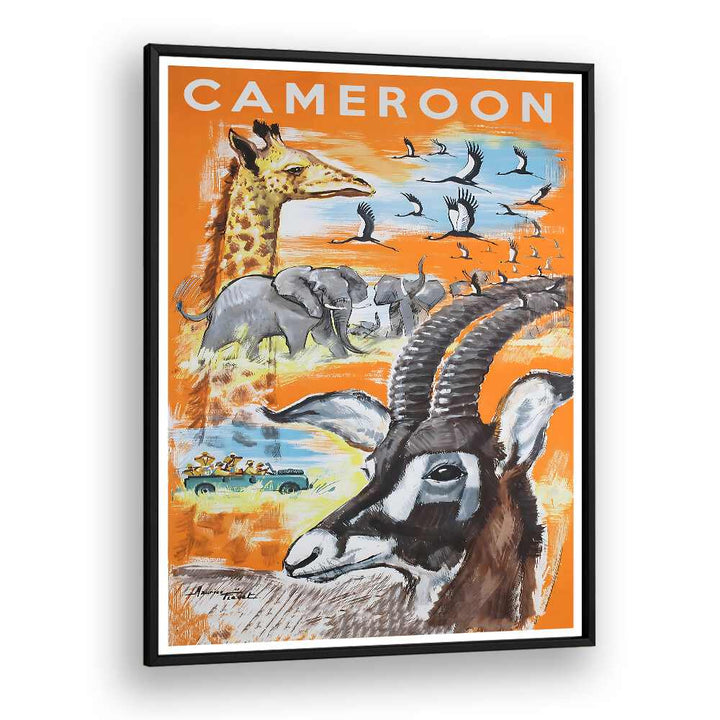 Explore the beauty of Cameroon with our vibrant vintage travel posters, showcasing wildlife and landscapes.