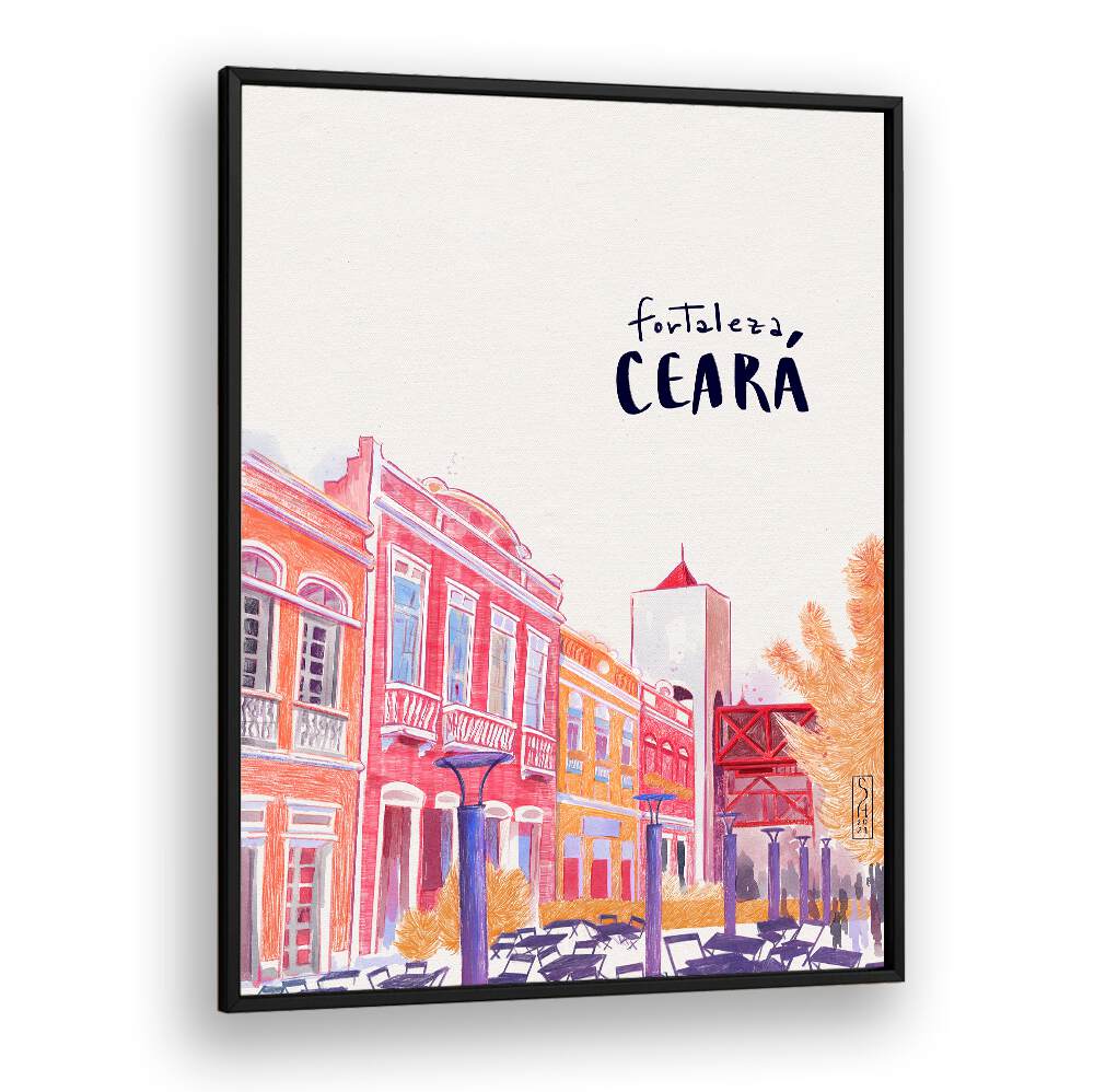 Colorful FORTALEZA, TRAVEL POSTERS featuring vibrant architecture, capturing the charm of this Brazilian city.