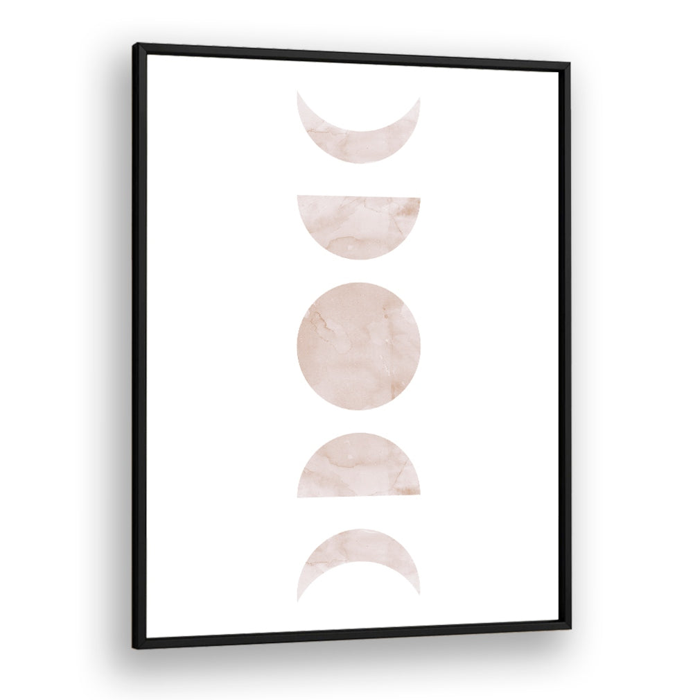 Stunning WATERCOLOR III, BOHO ART PAINTINGS showcase modern abstract design with soft circles and moon shapes.