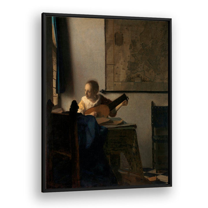 YOUNG WOMAN WITH A LUTE , VINTAGE PAINTINGS