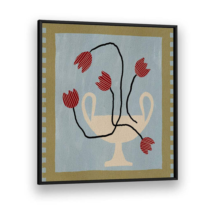 Vibrant red blooms in a vase featured in OUT OF VASE BLOOMS VI, FLORAL FLOWER PAINTINGS for elegant home decor.