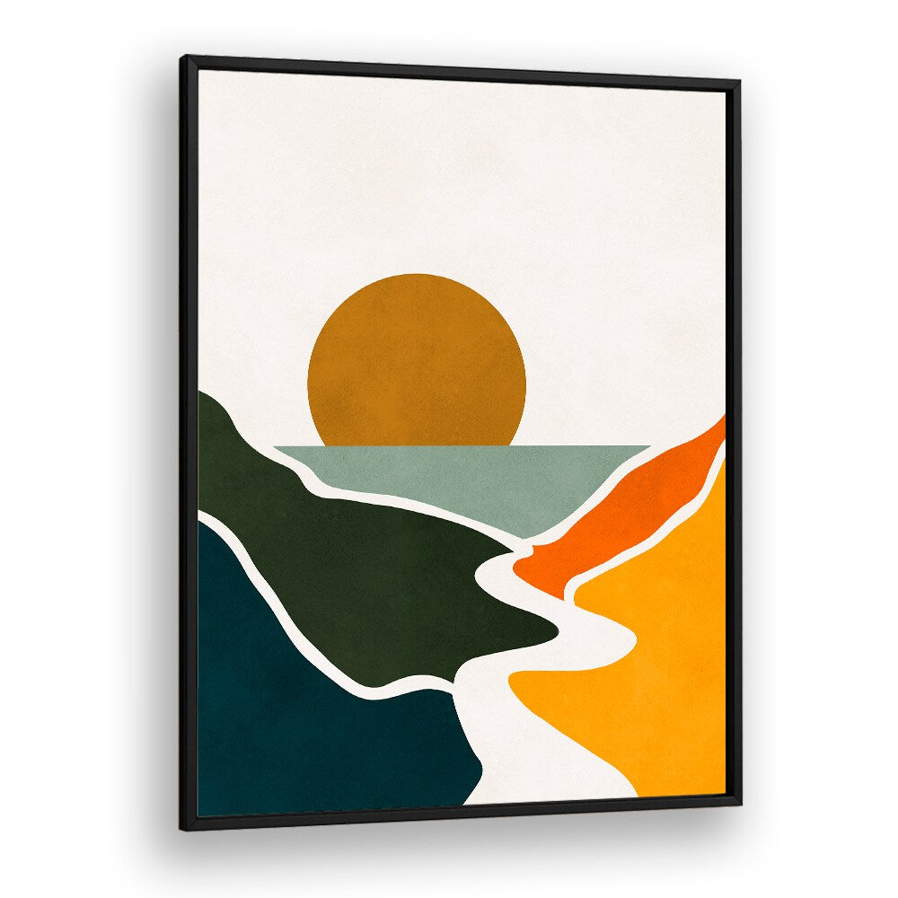 Colorful WATERCOLOR IX, LANDSCAPE PAINTINGS blending abstract forms and serene nature for tranquil home decor.