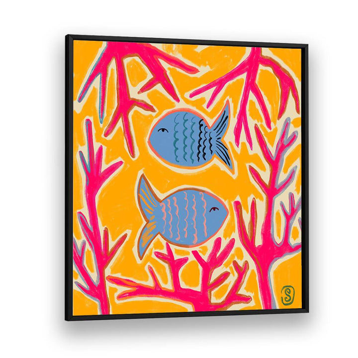 Vibrant PISCES III, ZODIAC poster featuring two fish, perfect for astrology lovers' decor.