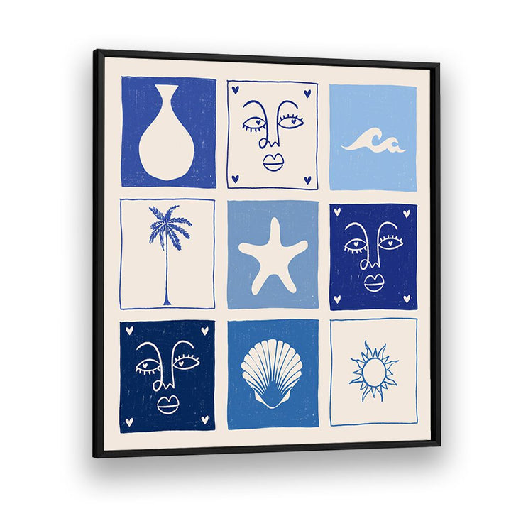 Colorful SEA CHILD, BOHO ART PAINTINGS featuring ocean-inspired designs, perfect for a coastal lifestyle aesthetic.