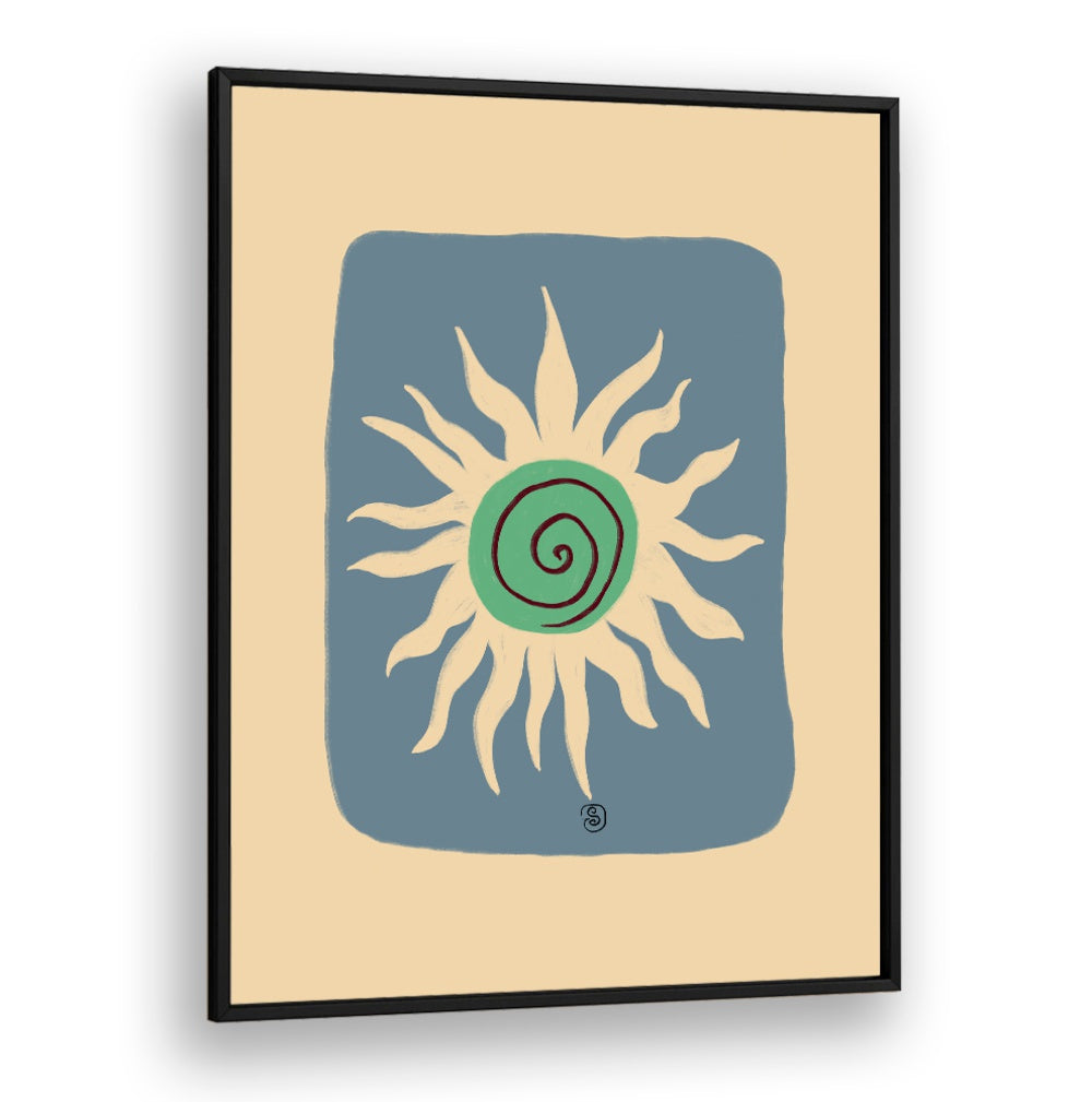 Bright BLUE SUN, VIBRANT art print adds energy and color, perfect for transforming any living space with creativity.