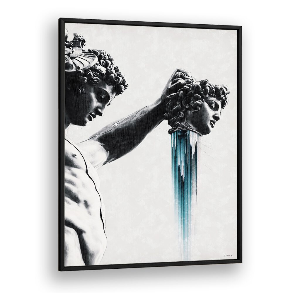 Stunning altered art prints of Perseus and Medusa by Underdott, perfect for transforming your living space.