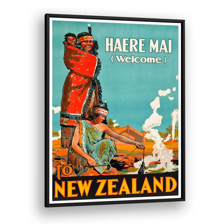 Explore the charm of NEW ZEALAND V, VINTAGE TRAVEL POSTERS featuring vibrant Maori culture and stunning landscapes.