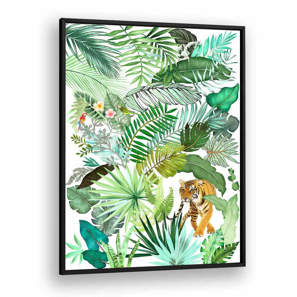 JUNGLE TIGER IV , FLORAL FLOWER PAINTINGS