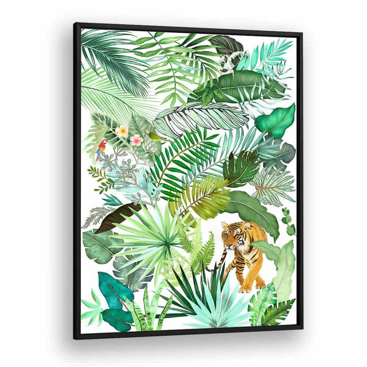 JUNGLE TIGER IV , FLORAL FLOWER PAINTINGS