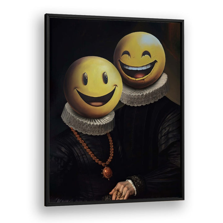 Stylish artwork featuring smiling heads on classic figures, perfect for any space—THE SMILERS, ALTERED ART PRINTS.