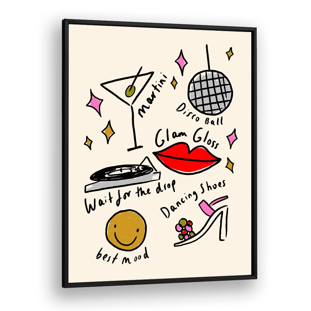 Colorful RETRO DISCO I, FASHION POSTERS featuring disco elements, perfect for adding vibrant style to any room.