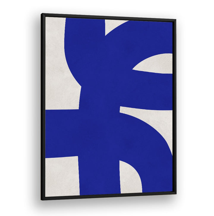 Bold blue shapes on a light background highlight the elegance of UNDULATING CURVES V, ABSTRACT PAINTINGS for modern homes.