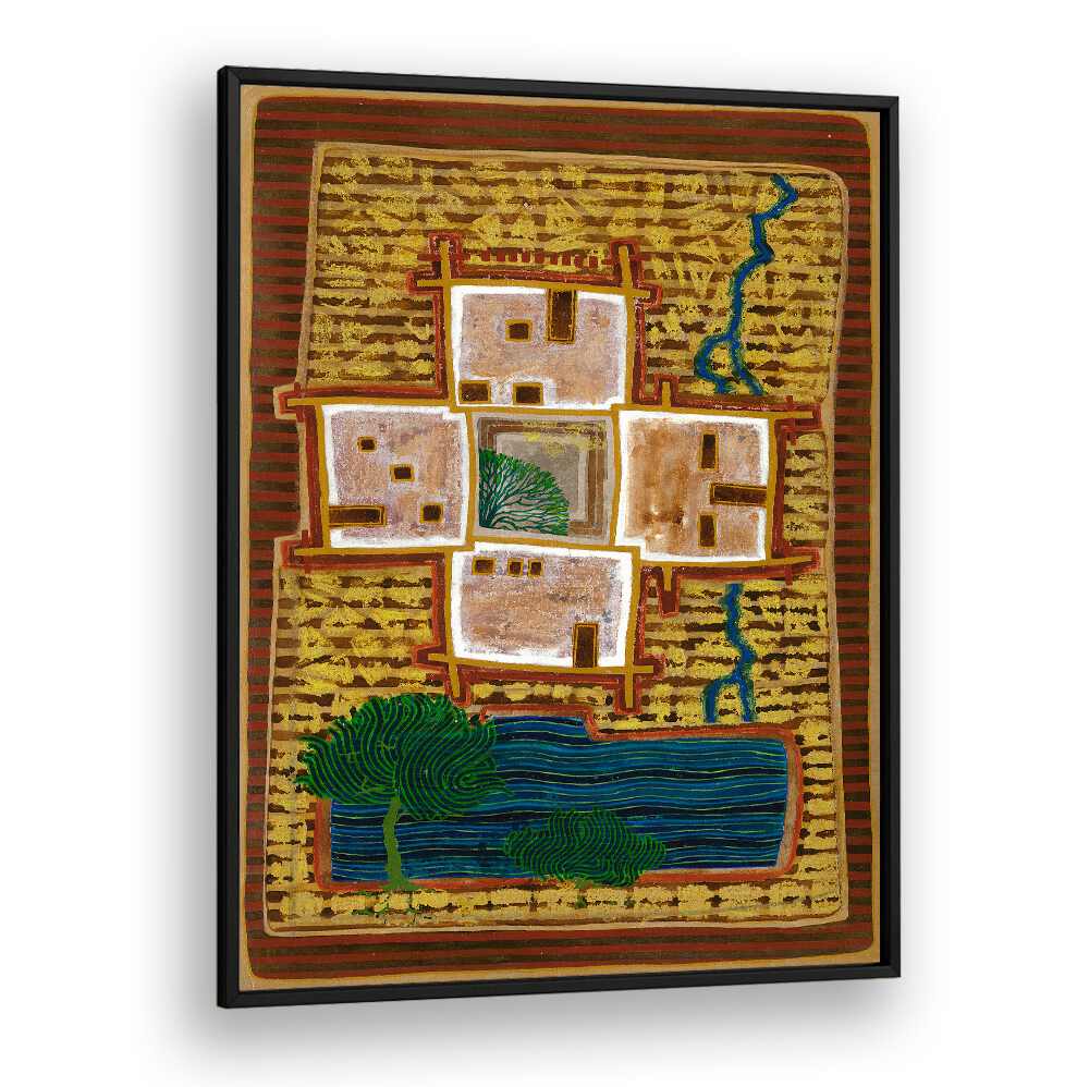 Vibrant colors depict a serene scene in "A SHADOWY CORNER, LANDSCAPE PAINTINGS," perfect for any art lover’s space.