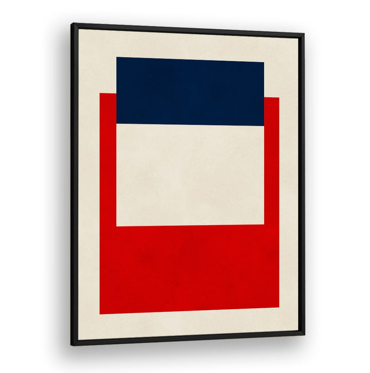 Bold geometric shapes in red and blue define the OVERLAPPING V, GEOMETRIC ART PRINTS, perfect for modern decor.