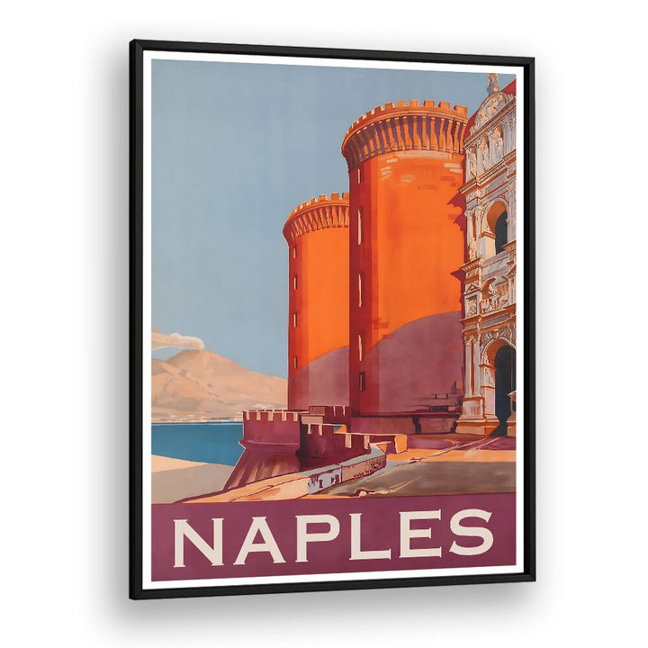 Vintage travel poster showcasing Naples' stunning architecture and vibrant colors, perfect for home decor. NAPLES, VINTAGE TRAVEL POSTERS.