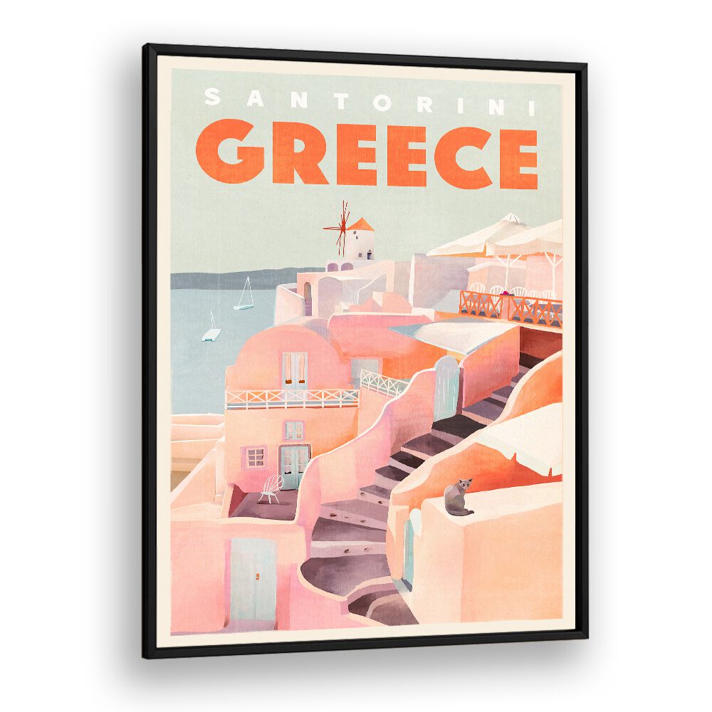 Vintage travel poster showcasing the beauty of Santorini, Greece—perfect for GREECE SANTORINI, TRAVEL POSTERS lovers.