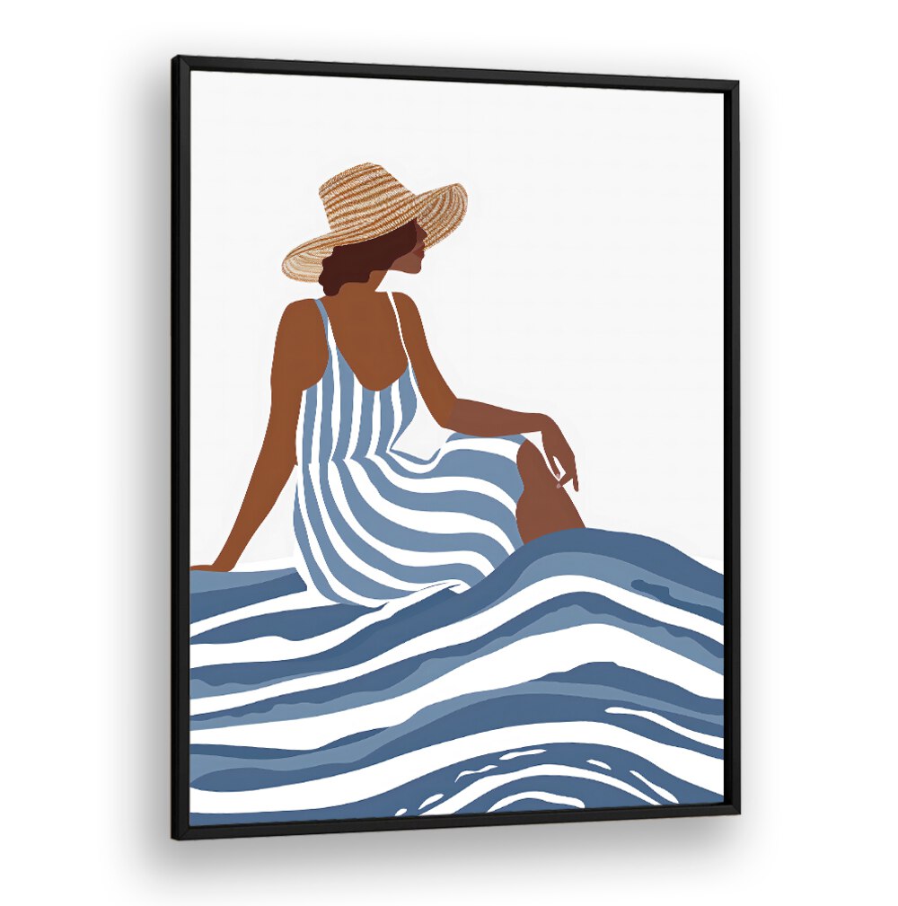 Stylish girl in striped dress, portraits capturing modern chic and comfort at its finest. Ideal for any occasion.