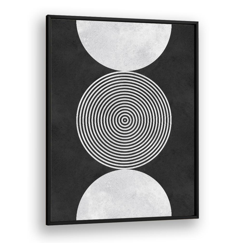 Stunning BLACK BACKGROUND VII, GEOMETRIC ART PRINTS features colorful circles on a deep black backdrop for modern elegance.