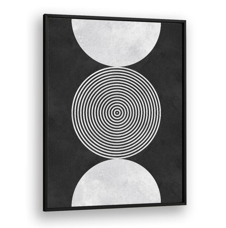 Stunning BLACK BACKGROUND VII, GEOMETRIC ART PRINTS features colorful circles on a deep black backdrop for modern elegance.
