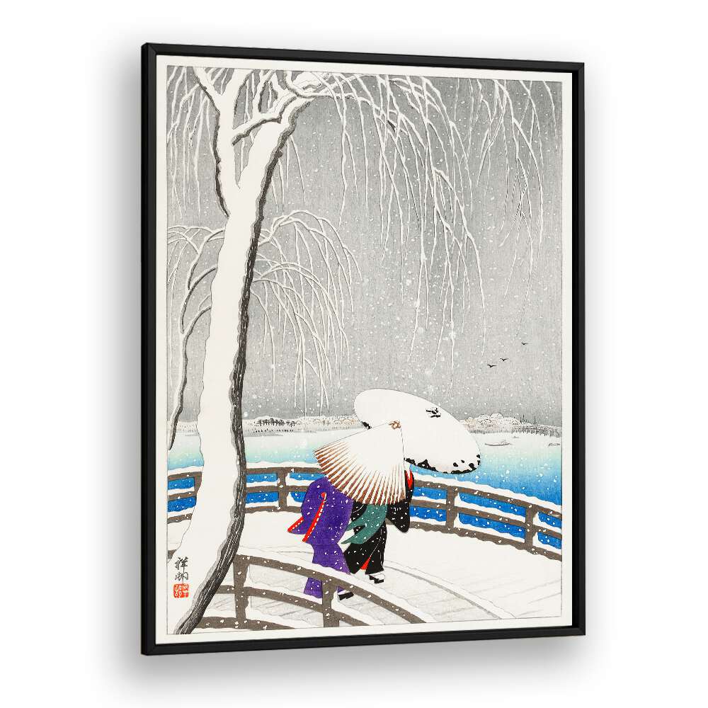 Two women in the snow on Yanagi Bridge (1927) by Ohara Koson (1877-1945)