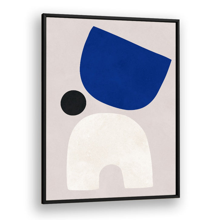 Stylish CURVED SHAPES VI, GEOMETRIC ART PRINTS featuring elegant forms in blue, black, and white, perfect for decor.