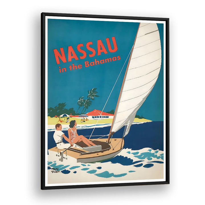 NASSAU I, VINTAGE TRAVEL POSTERS showcase a sailboat scene embodying Caribbean charm and wanderlust.