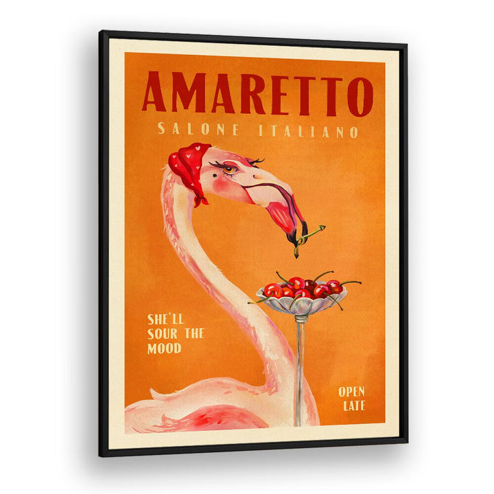 Art Deco Amaretto Flamingo Bar print, capturing vibrant Italian café charm for stylish home décor.